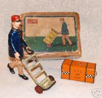 VINTAGE GERMAN LEHMANN ADAM PORTER W/ BOX WIND-UP, MINT